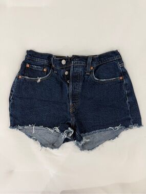 Levi's Dark Blue High-Rise Cutoff Denim Shorts
